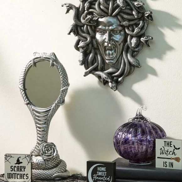 Killstar Other - Silver rose and snake mirror